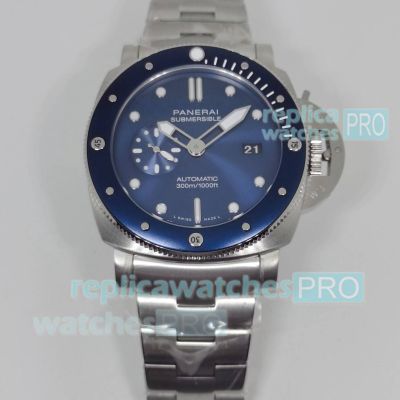 AAA replica Panerai SUBMERSIBLE sneak PAM01068 blue dial stainless steel watch 